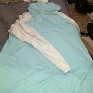 Mint green and grey hooded t-shirt